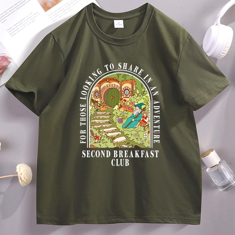 Second Breakfast Club T Shirt Unisex Adventure Bookish Tshirt Casual Cotton Short Sleeve Fantasy Book Lover Top Clothing