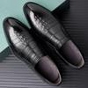 New British Business First Layer Leather Shoes Formal Wear Men's Singles Shoes Crocodile Pattern Embossed Leather Shoes Men's Wedding Shoes