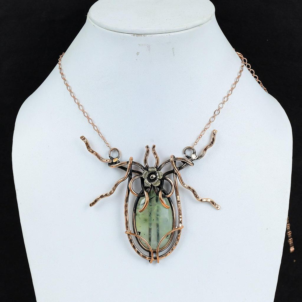 Ожерелье из мха и пренита, обернутое медной проволокой, регулируемое ожерелье-цепочка, ожерелье из меди, ожерелье ручной работы из драгоценных камней, ожерелье из проволоки