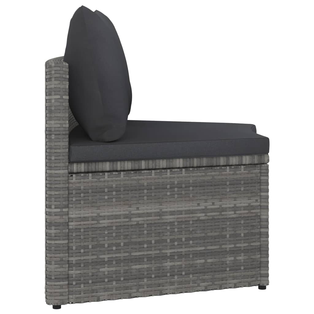 2 Piece Garden Sofa Set with Cushions Poly Rattan Gray