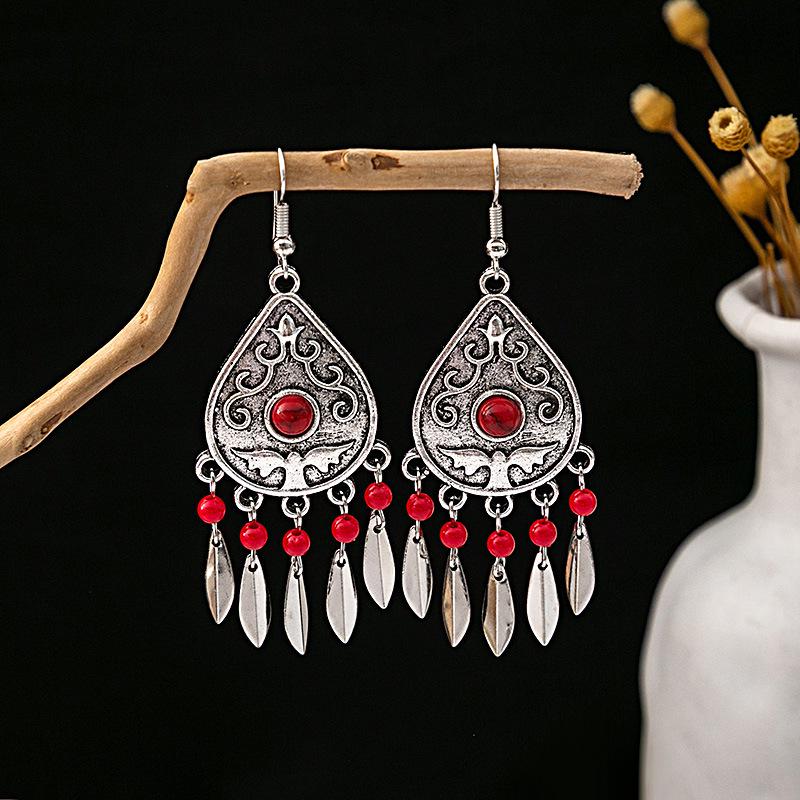 Богемные этнические длинные серьги-подвески с металлическими кисточками