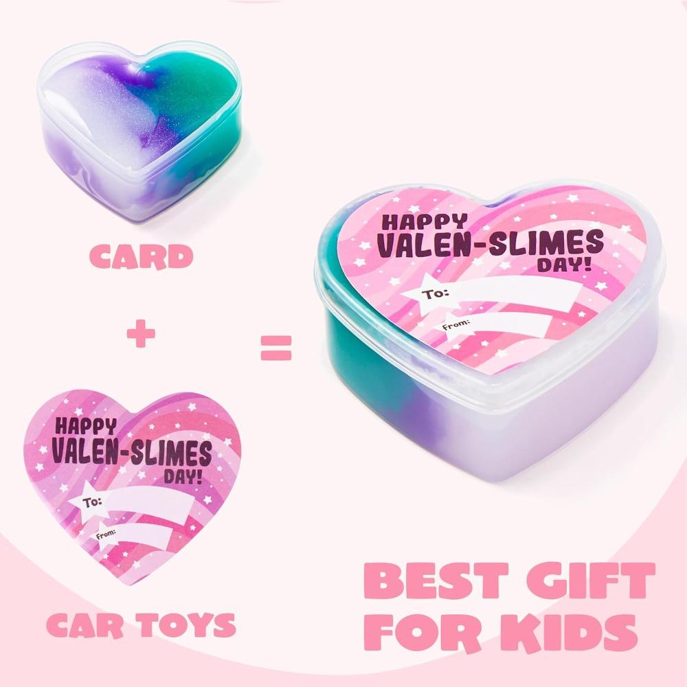 JOYFY 30 PCS Valentines Day Galaxy Slime Hearts for Kids Valentine Classroom Exchange Prizes Party Favors Valentine's Day Gifts