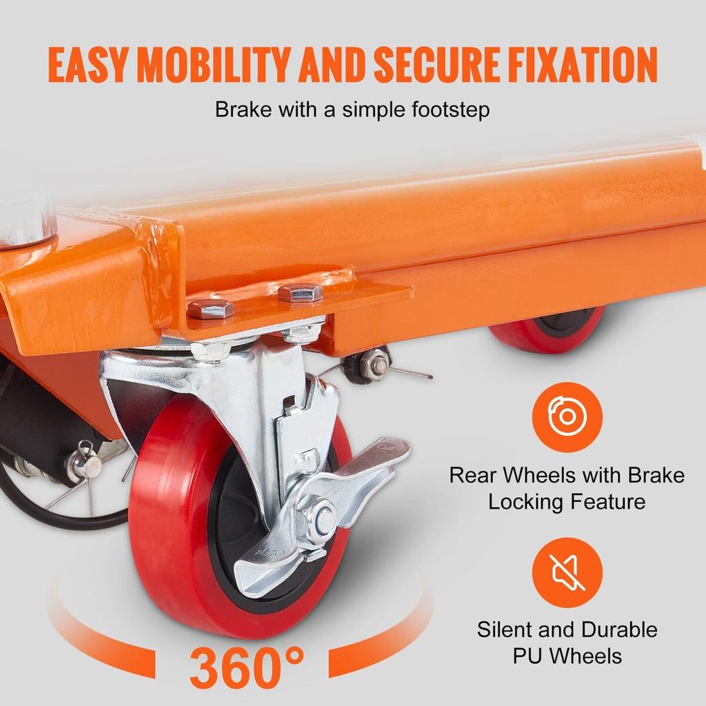 Hydraulic Lift Table Cart, 500lbs Capacity 28.5" Lifting Height, Manual Single Scissor Lift Table with 4 Wheels and Non-slip Pad, Hydraulic Scissor