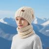 2Pcs/Set Women Hat Scarf Set Solid Color Twist Texture Warm Thermal Knit Hat Neck Scarf Set Winter Outdoor Accessories
