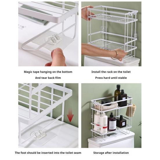 Полка для хранения Yousheng, органайзер для туалета и ванной комнаты, антикоррозийное покрытие, устойчивое к коррозии, установка без сверления, большая вместительная полка для туалета