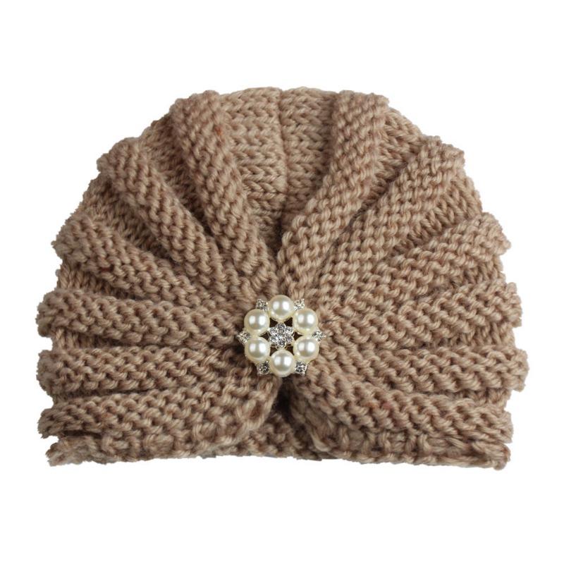New children's products winter, solid color with diamond baby wool hat, baby knitted thermal hat