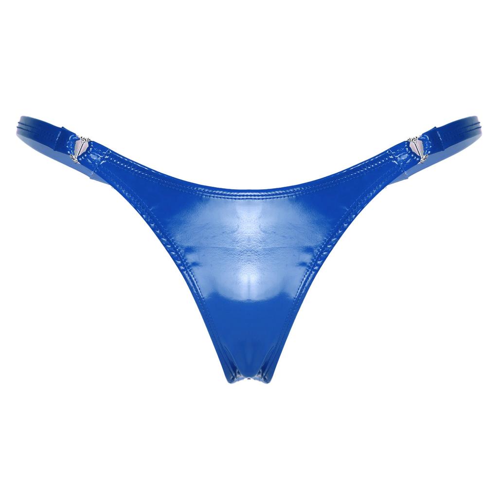 Sexy Thong Patent Leather Female Low Rise Briefs Ladies Shiny Bikini Underpants Lingerie