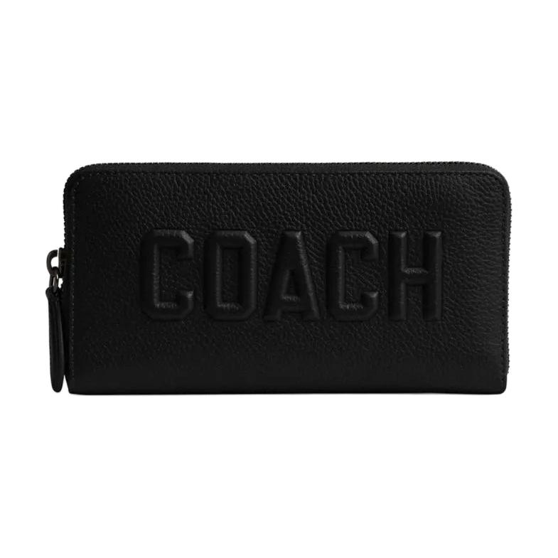 Coach 19 Логотип Узор Молния Кошелек Унисекс кошелек Черный CW715-BLK
