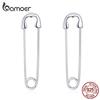 BAMOER Authentic 925 Sterling Silver Happy Paper Clip Unique Stud Earrings