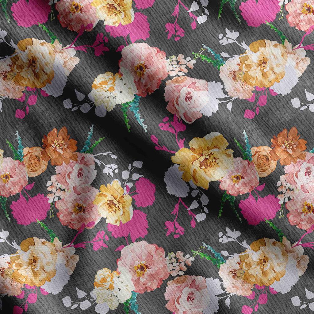 Soimoi Watercolor Floral Print,  Cotton Cambric, Quilting Fabric Sold by The Yard 42 Inch Wide, Medium Weight Cotton Fabric,