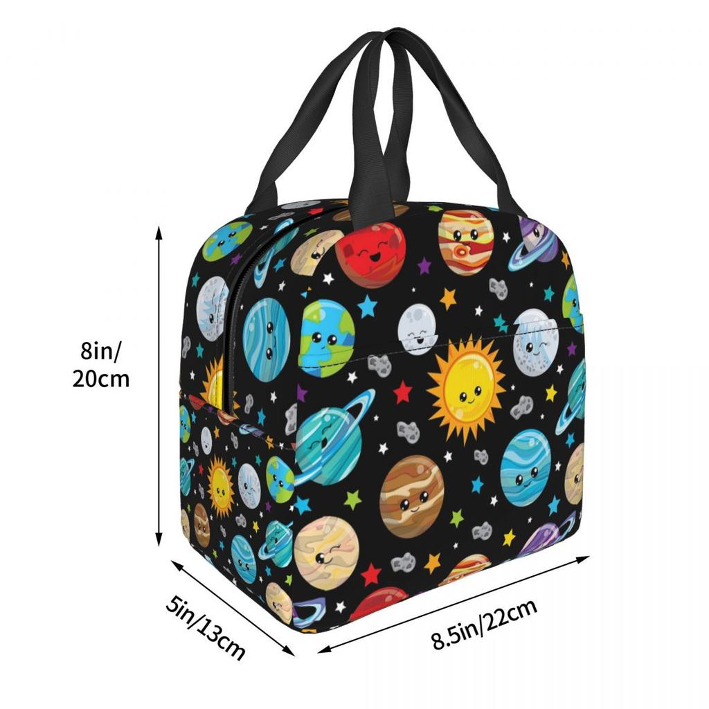 Kawaii Planets Cute Solar System Insulated Lunch Bag for Women Office Cooler Thermal Food Box Tote Lunch Boxes Container