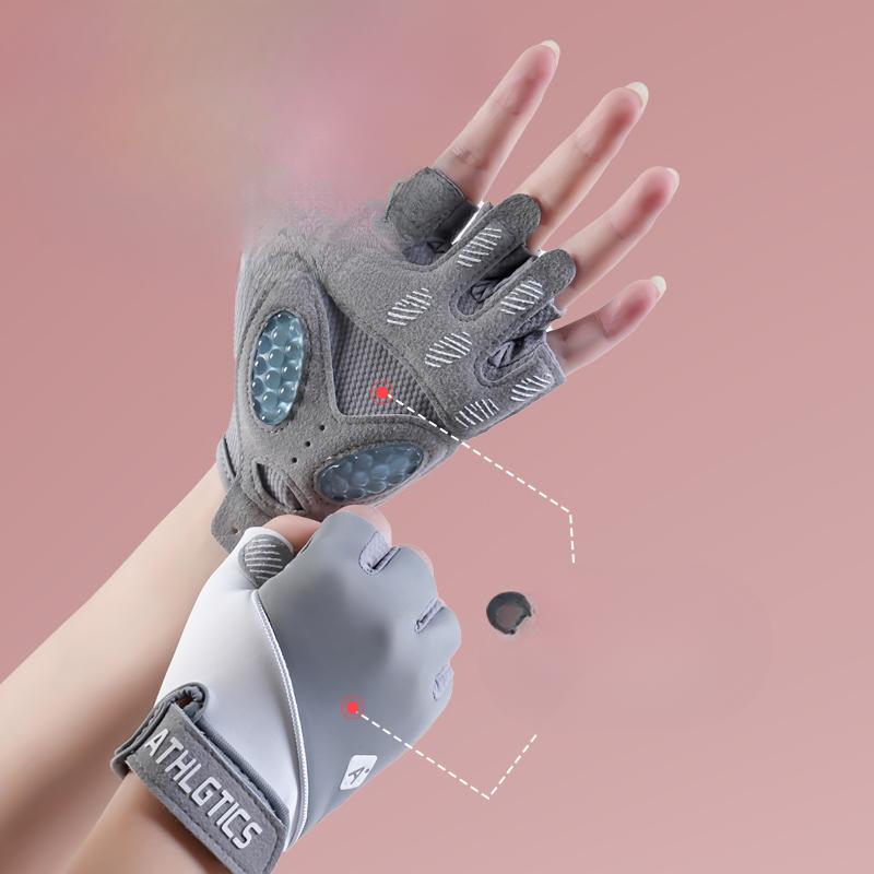 Fitness Gloves Men's Half Finger Breathable Ice Silk Anti  Slip Wear Resistant Liquid Silicone Women's Outdoor Cycling Sports Horizontal Bar Training