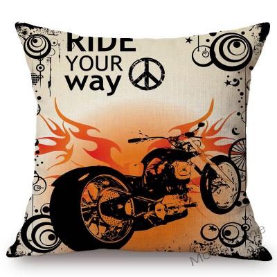 Retro Motorcycle Poster Art Letter Print Ride Your Way Home Decoration Throw Pillow Case Vintage Motor Bike Sofa Cushion Cover