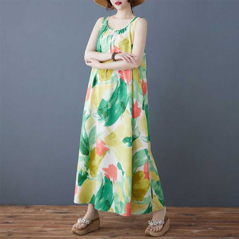 Женское свободное шифоновое платье средней длины, длинная юбка