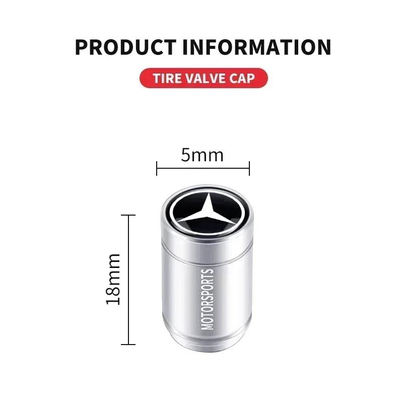 4Pcs 3D Metal Car Wheel Tire Valve Stem Caps Accessories for Mercedes benz W203 W204 W205 W210 W211 W212 W463 W464 W164 W176 CLA KIY7