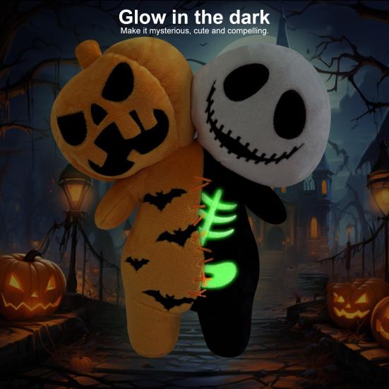 Плюшевая кукла на Хэллоуин, светящаяся в темноте, тыквенный череп, летучая мышь, призрак, мягкая кукла, игрушка, фигурка ужаса, домашний декор для украшения на Хэллоуин