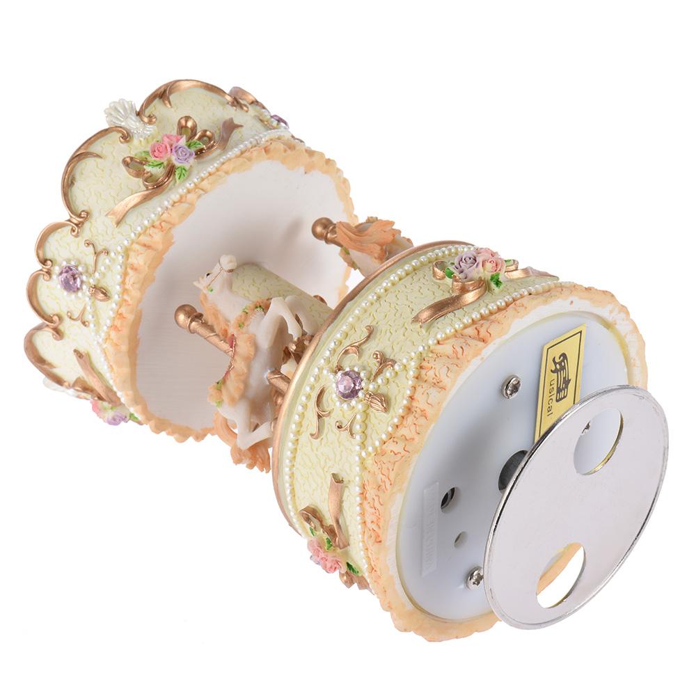 Музыкальная шкатулка Muslady Laxury Windup с 3 лошадьми, музыкальная шкатулка, художественное оформление/подарочный замок «Мелодия в небе»