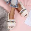 Fashion Stylish Embroidery Decor Slides for Women Fluffy Soft Bottom Flat Slippers Woman Indoor Non Slip Weightlight Sandals Female