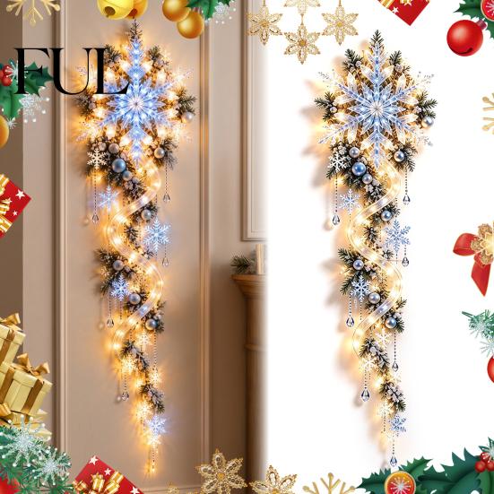 Fireplace Hanging Decorations Giant Snowflake Blizzard Trail Light, Acrylic Christmas Wall Decor with Warm Glow, Winter Wonderland Home Accents