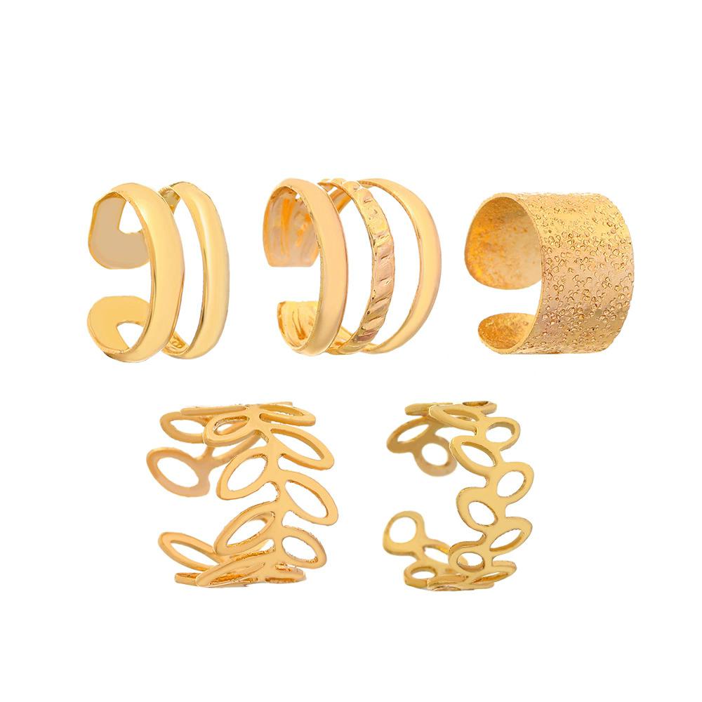 Good Gold 5-piece Set U-shaped Cartilage double-C No Ear Hole Personality 10PCS Holiday Gifts Double-layer Gold Foil Creativity Hollow Ear Clip