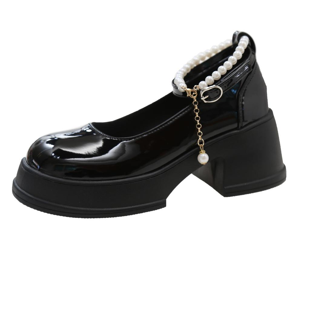 Французские туфли-лодочки на высоком каблуке, женские летние новые туфли на толстом каблуке с круглым носком, с юбкой, темпераментные маленькие кожаные туфли