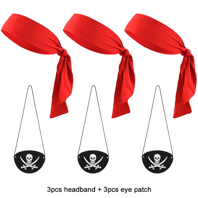 Пиратская вечеринка Косплей костюм Повязка на голову Повязки на глаза Дети Взрослые Хэллоуин День рождения Вечеринка Декорации Реквизит Шляпа капитана