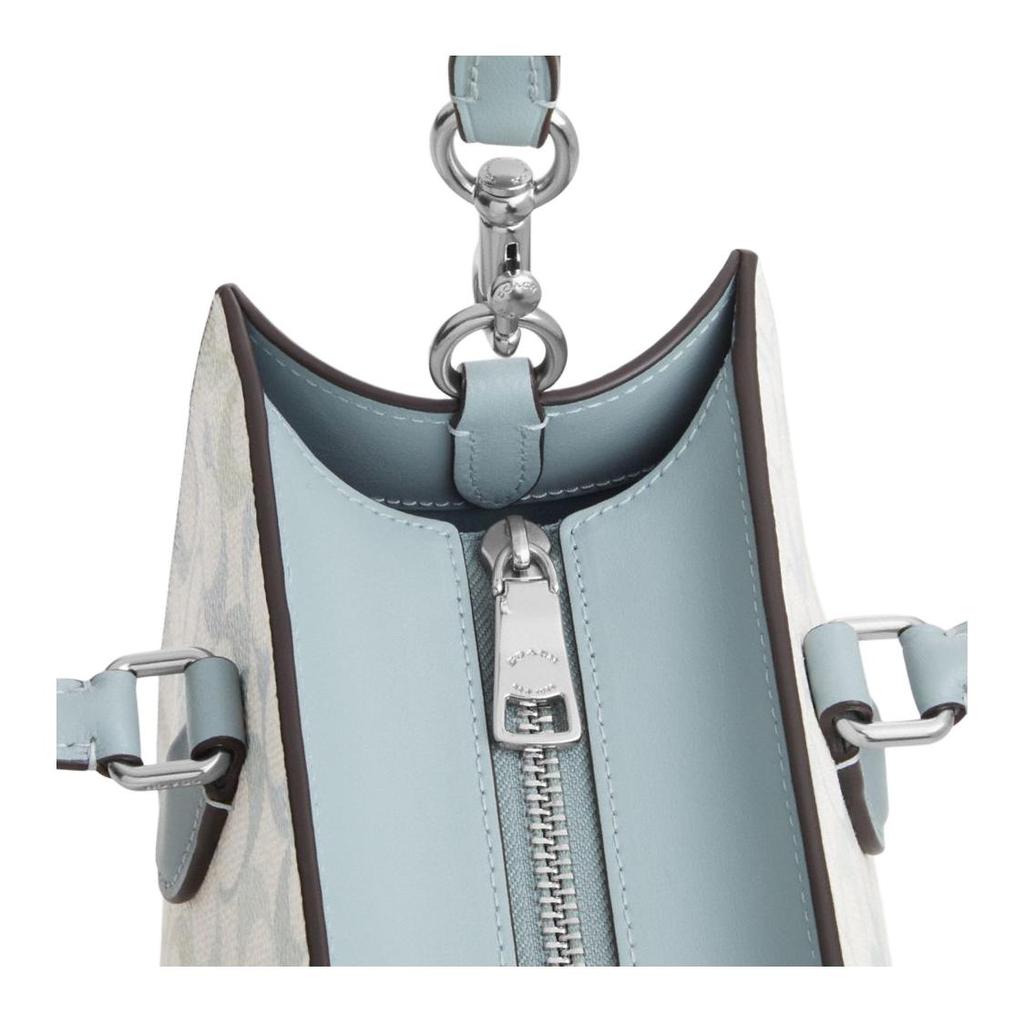 Coach Maggie 24 Classic Monogram Logo Faux Leather Tote Bag Crossbody Handbag Medium Women tote bags Light-Blue CDZ08-SVYUA