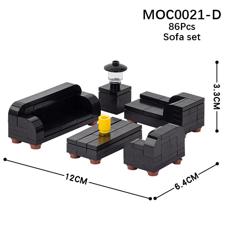 Город Фигурки Мебель Набор Игрушки Модель MOC Кирпичи Детская коляска Стол Диван Кровать Пианино Кухня Ванная Строительные блоки Подарок