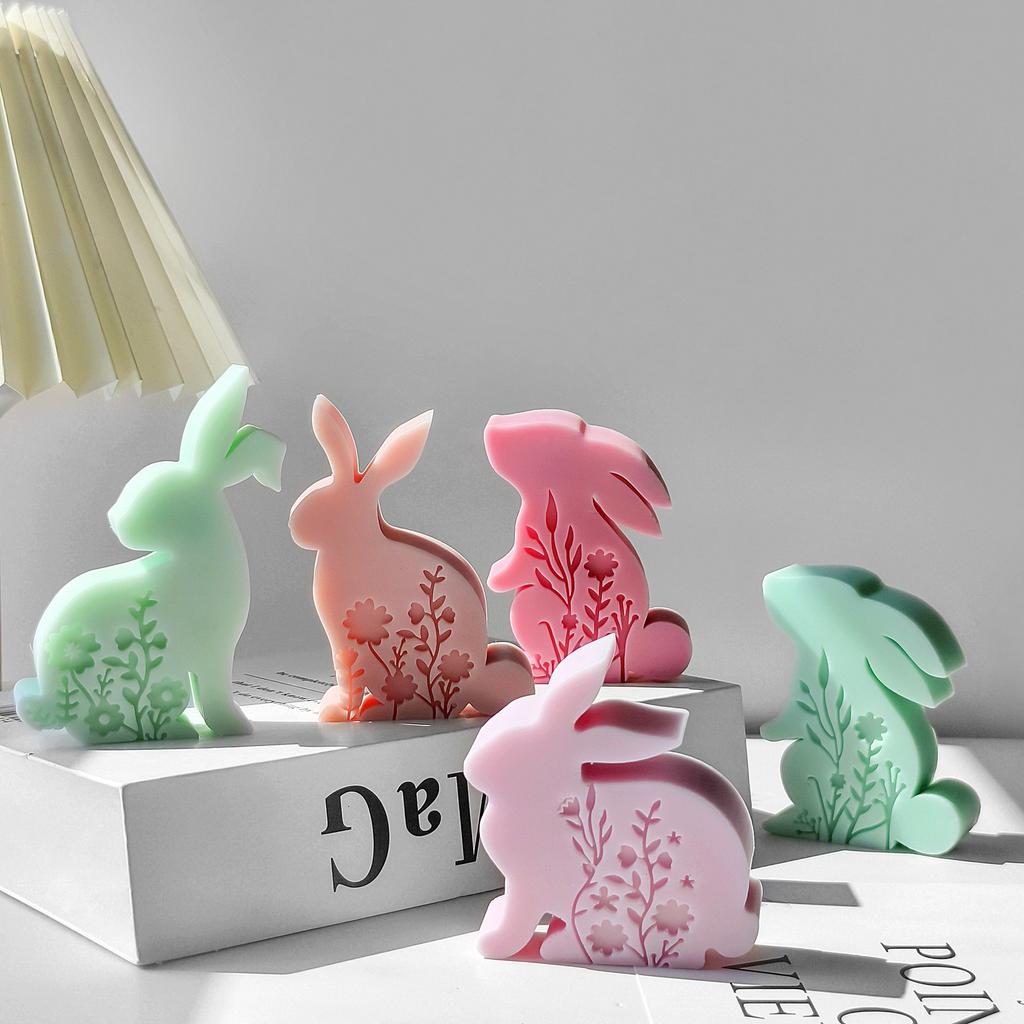 Пасхальный плоский рельефный цветок кролик силиконовая форма для свечи 3D рельефная ромашка кролик мыло кристалл инструмент для изготовления животных шоколадный леденец
