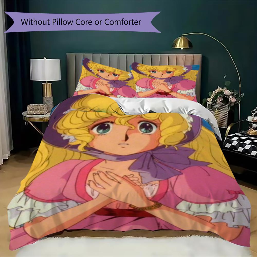 Lady Lovely Locks Pattern Bedding uilt Set uilt Cover Pillowcase Home Decoration Birthday Gift (1 * duvet cover + 2 * pillowcase without core)64
