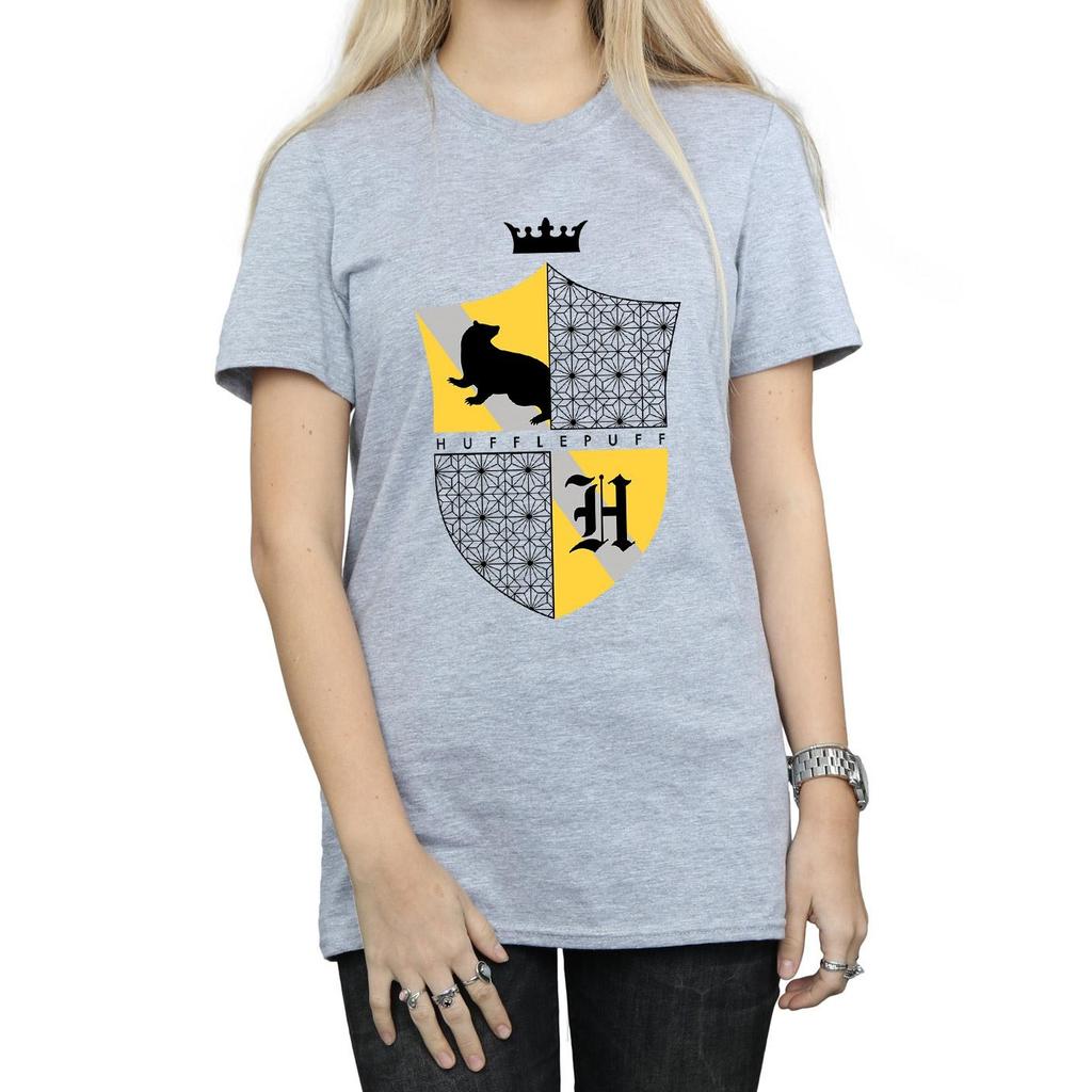 Harry Potter Womens/Ladies Hufflepuff Shield Cotton Boyfriend T-Shirt