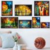 New Landscape Oil Painting Rain Light Street Scenery Lovers Art Canvas Painting Living Room Corridor Office Home Decoration Mural No Frame