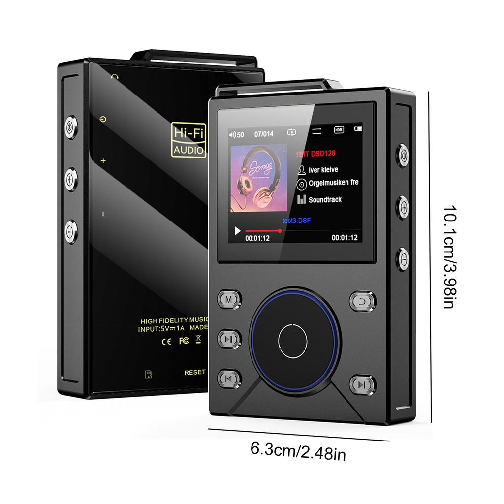 DSD Плеер без потерь 2,4-дюймовый ЖК-экран Аудио высокого разрешения Walkman Легкий Walkman Аудиоплеер для путешествий, поездок на работу, офиса