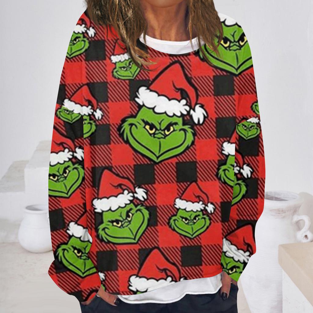 Women's Casual Fashion Vintage Printed Long Sleeve O-Neck Sweatshirt Layer Pullover Top