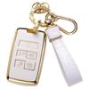 Чехол для автомобильного ключа с золотым краем и узором из камня с подвеской-брелком