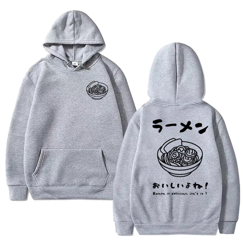Harajuku Ramen Japanese Double Sided printed Hoodies Autumn Winter Men women fashion Y2k Sweatshirt Unisex Fleece pullovers