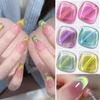 MEET ACROSS 7ml Glass Cat Eye Magnetic Gel Glitter Colorful Laser Gel Nail Polish Semi Permanent Shiny Varnish UV Gel for Nail Art Design
