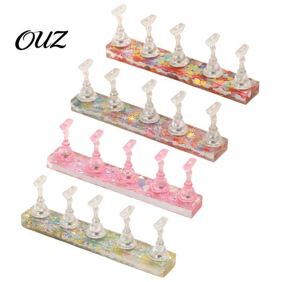 Nail Art Display Holder False with Glitter Base, Magnetic Press-on for Practice Stand Beginner Nails Painting, & Portable