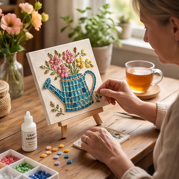 Cottage Garden Mosaic DIY Kit Glass Mosaic Craft Kit for Adults  Beginners Handmade Flower Garden Art Home Decor Handcraft Gift for Women/Seven