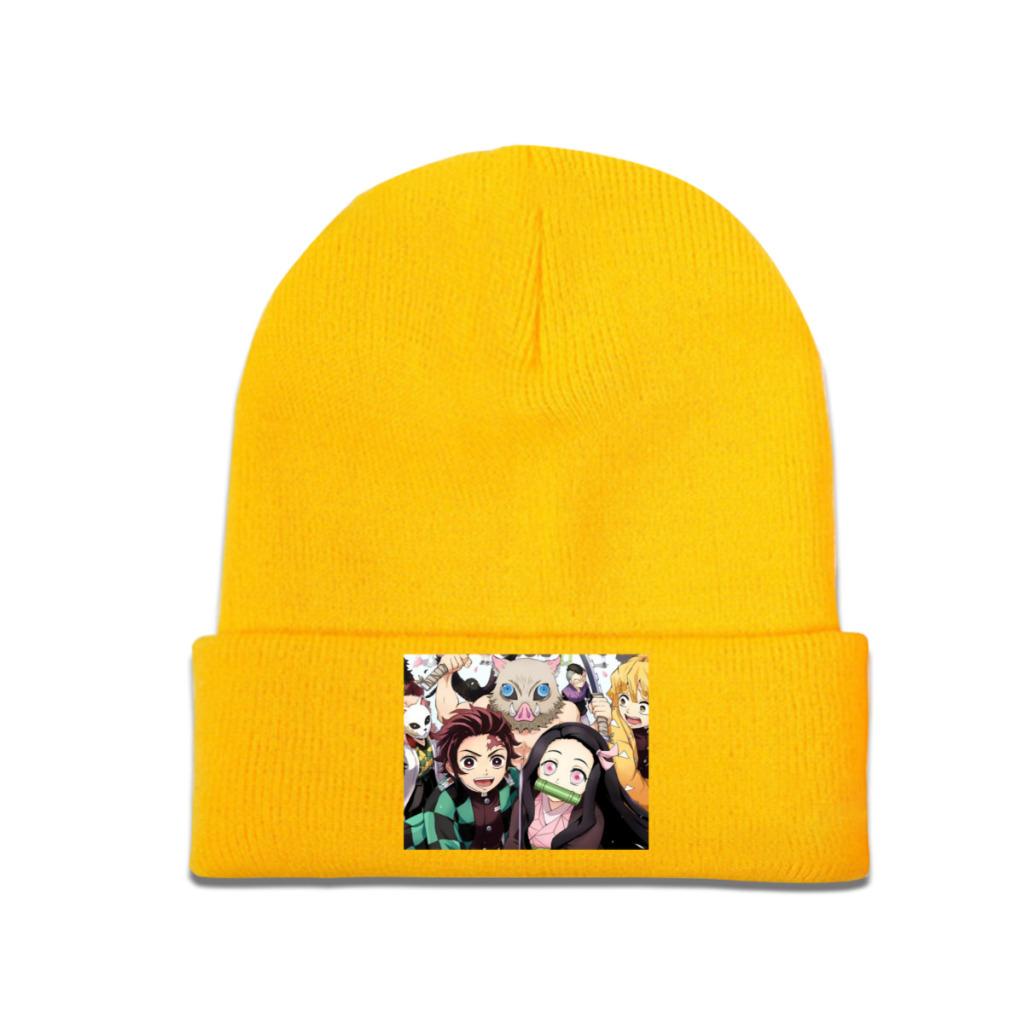 Kimetsu No Yaiba Demon Slayer Knit Hat Beanies Autumn Winter Hat Warm Unisex Hip Hop Manga Japan Samurai Cap Unisex Women Gifts