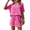 Women Casual Outfits Short Sleeve T-shirt and Drawstring Shorts Summer Two Piece Suit Set
