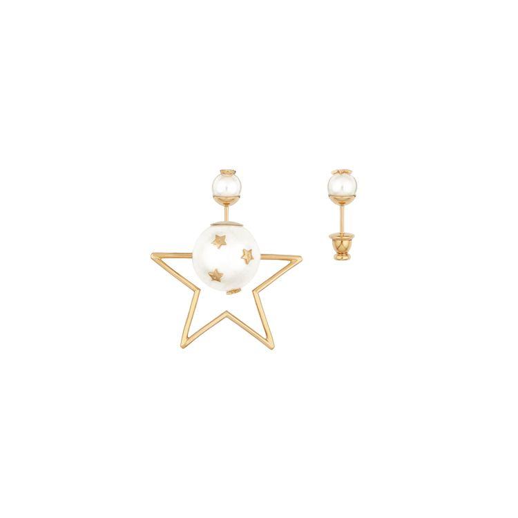 Dior Asymmetrical Star-Shaped Pearl Earrings Women earrings Gold E0954TRIRS-D301