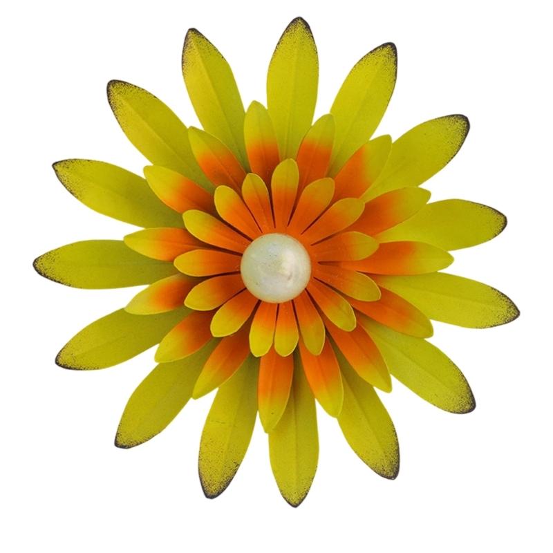 652F Rusts Resistant Metal Wall Art Multicolored Iron Sunflowers Hanging Ornament with Glowing in Dark Beads For Room Styling