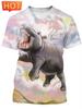 3D Printed Funny Hippo Graphic Men's T-Shirt Fashion Street Men Short Sleeved Tee Trend Breathable Men's Clothing New Y2k Tops
