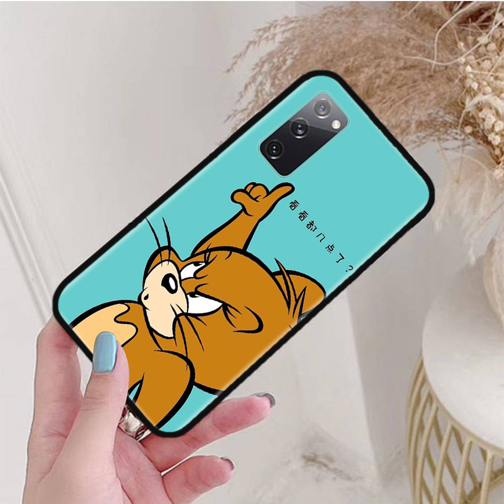 Черный чехол для Xiaomi Poco X6 X4 M5 M6 F5 F6 C65 C55 C50 C51 C40 Pro Redmi 14C A3X 13C 12C 11T 10A 9C Note 7 6 8A Plus C-43 милый кот Том Джерри мышь