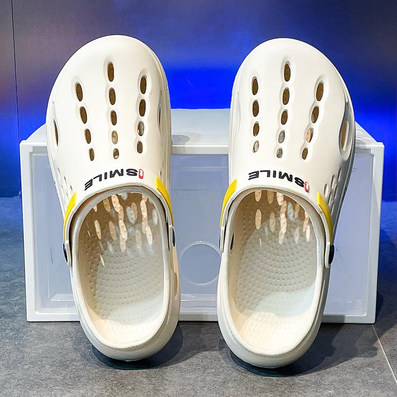 Модные летние мужские шлепанцы Модные шлепанцы на толстой подошве с отверстиями EVA Шлепанцы Противоскользящие уличные водные туфли Пляжные женские садовые клоги