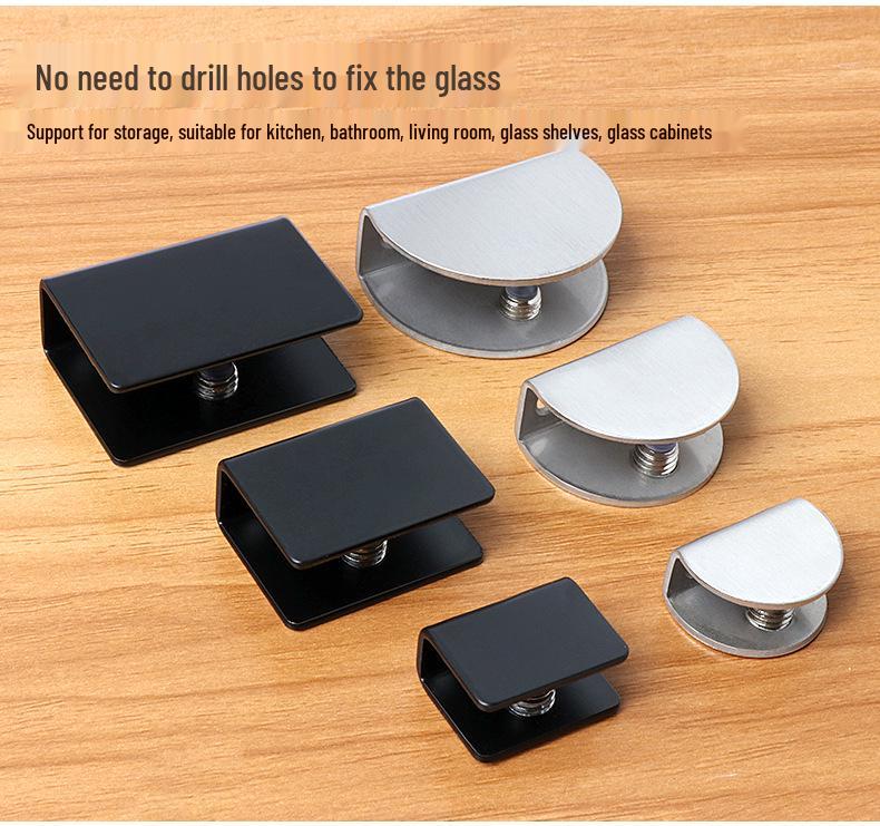 Полукруглый квадратный зажим для стекла из нержавеющей стали, кронштейн для полки