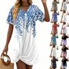 Женские модные повседневные свободные платья с коротким рукавом и V-образным вырезом