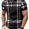 Мужская летняя рубашка на молнии с лацканами в клетку в полоску с принтом Slim Fit пуловер с короткими рукавами средней длины мягкий дышащий мужской деловой топ