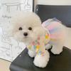Summer Thin Pet Princess Dress Dog and Cat Rainbow Mesh Patchwork Cute Dress Dog Clothing